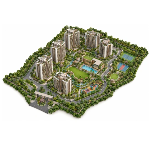 Godrej Hillside Vikhroli master plan showing the towers, landscaped areas and amenity zones at Mumbai