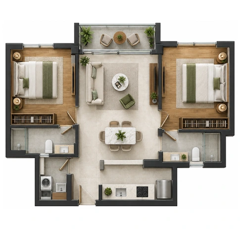 2 BHK floor plan at Godrej Hillside Vikhroli, approx. 775 - 850 sq.ft.