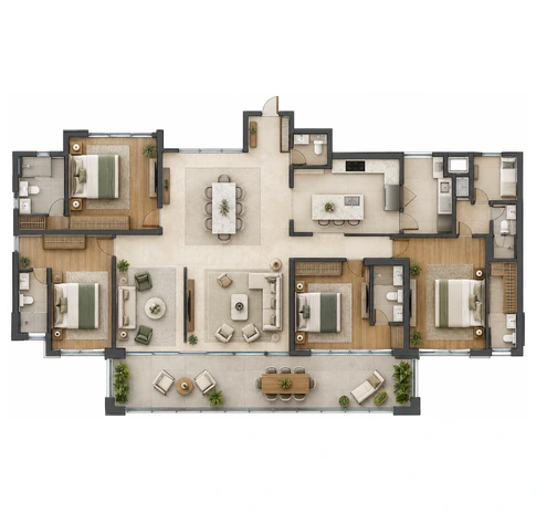 4 BHK floor plan at Godrej Hillside Vikhroli, approx. 1,800 - 2,500 sq.ft.